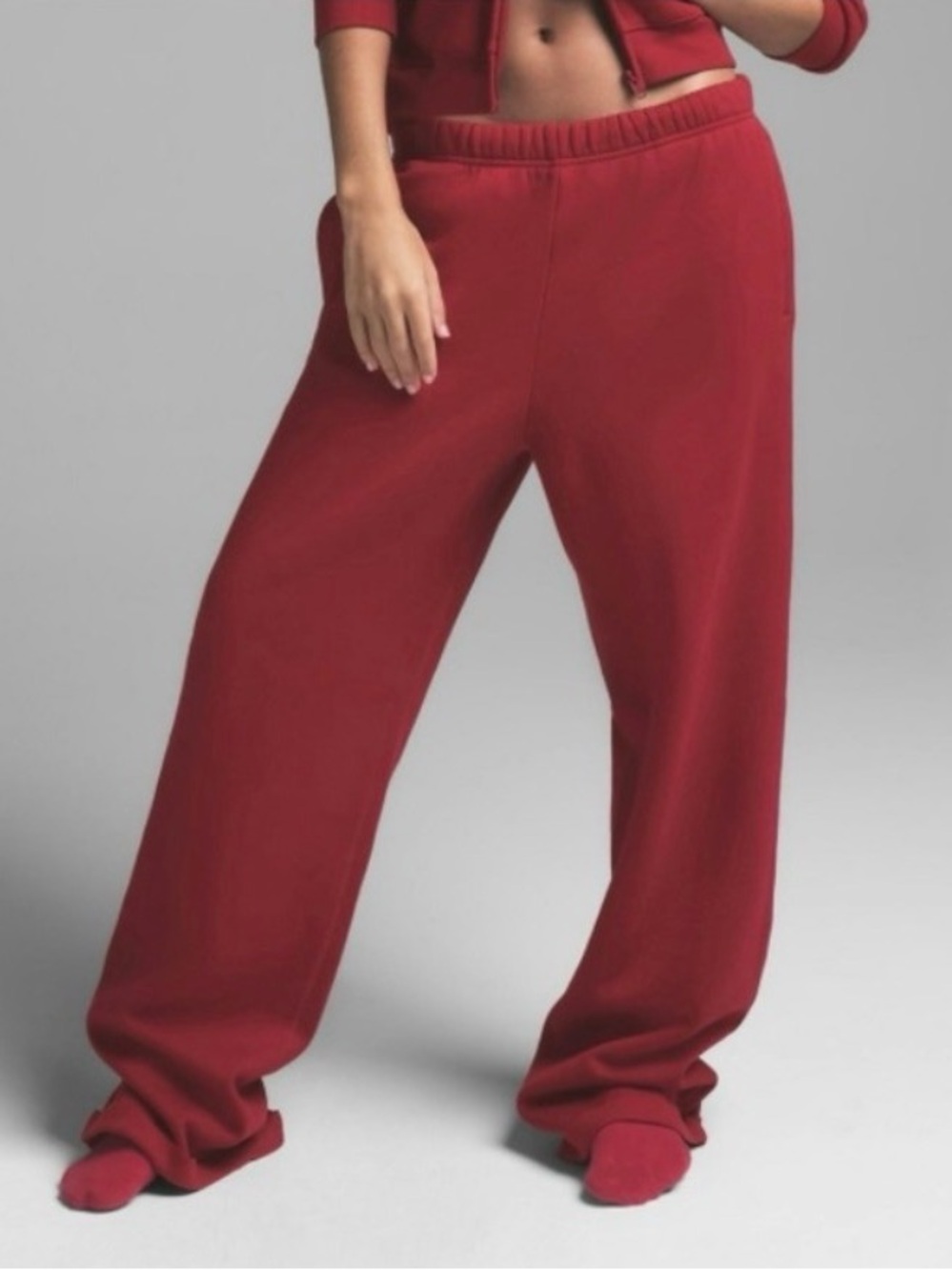 SKIMS Wine Red Drawstring Track Joggers Medium